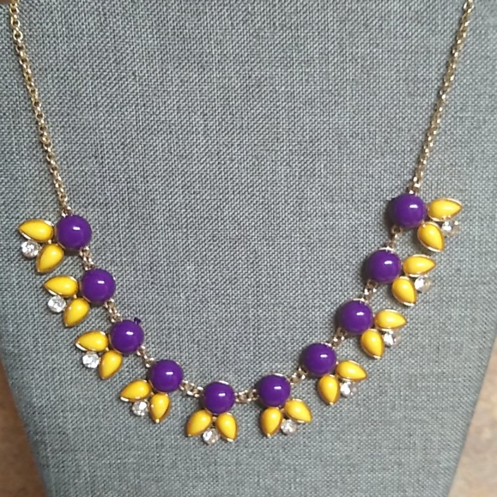 🐾 2 For $16 Purple & Gold Gem Bib Necklace